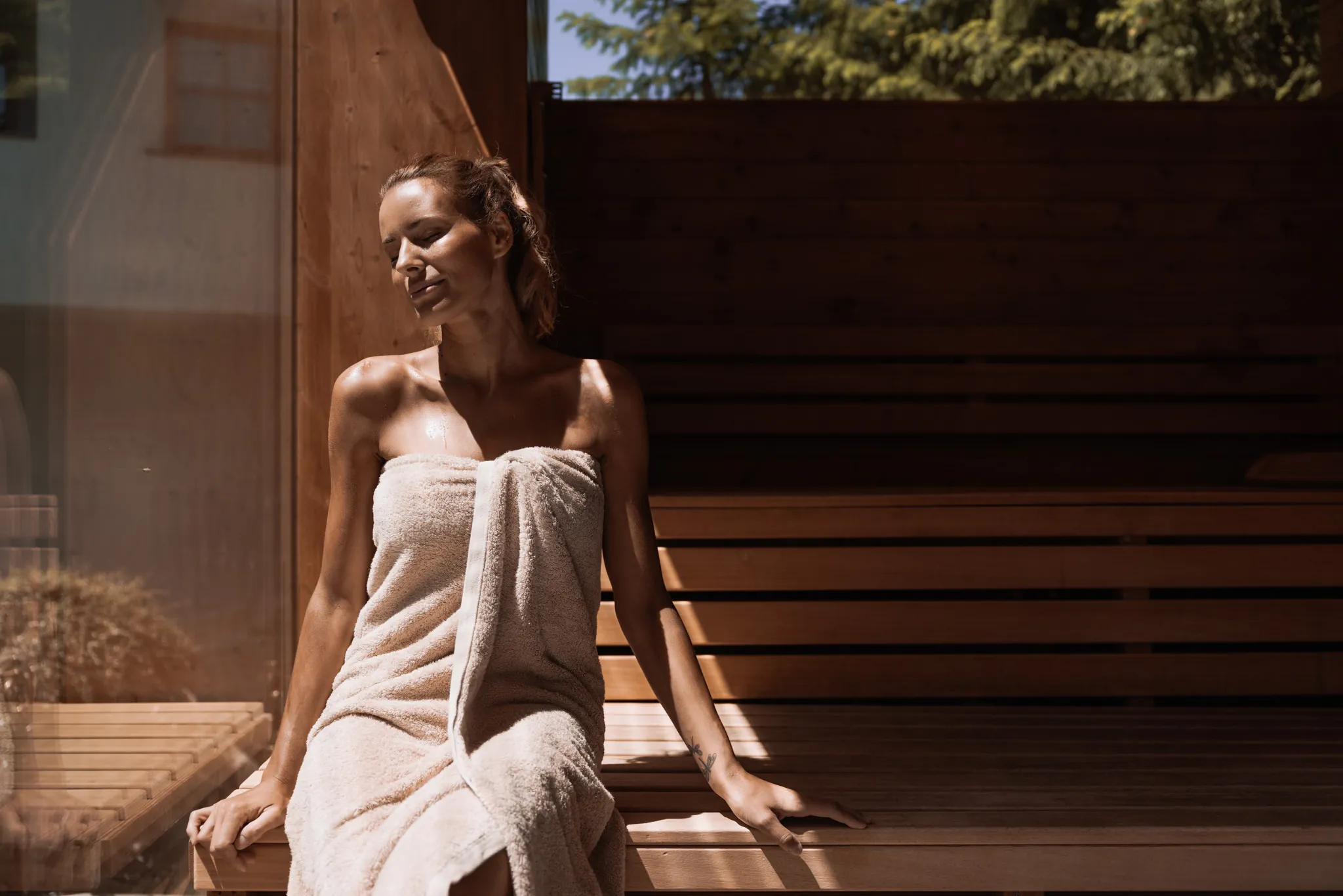 Entspannter Moment im Wellnessbereich des Gaspingerhof